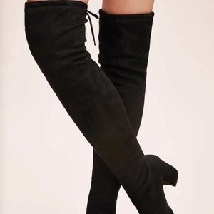 steve madden thigh high fabric drawstring boots